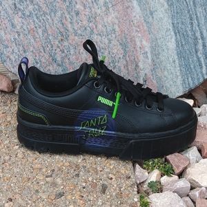Puma X Santa Cruz Mayze black leather platform lace up sneakers Women's 7.5
